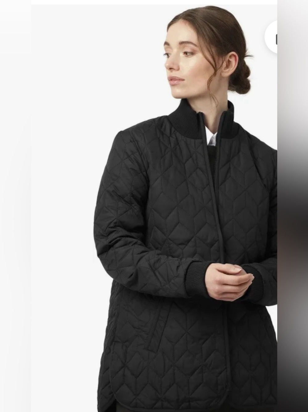 NWT Ilse Jacobsen quilt jacket zip front side slit pockets in black